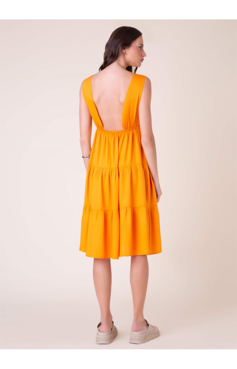 Vestido Midi Camadas Mostarda
