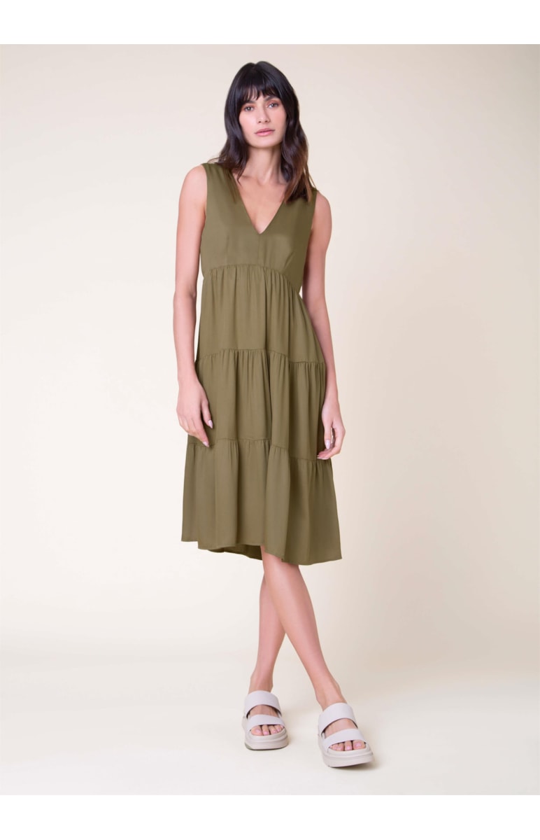 Vestido Midi Camadas Musgo