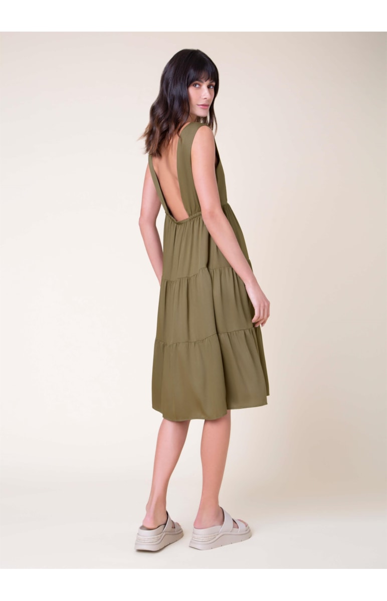 Vestido Midi Camadas Musgo