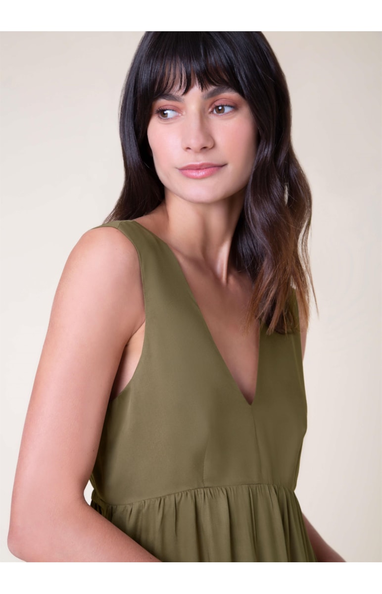 Vestido Midi Camadas Musgo