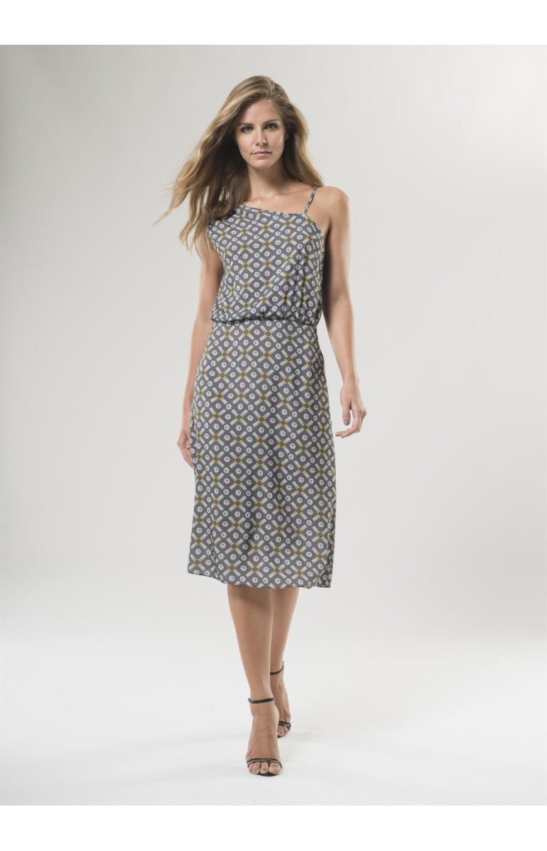 Vestido Midi Cristais Estampado