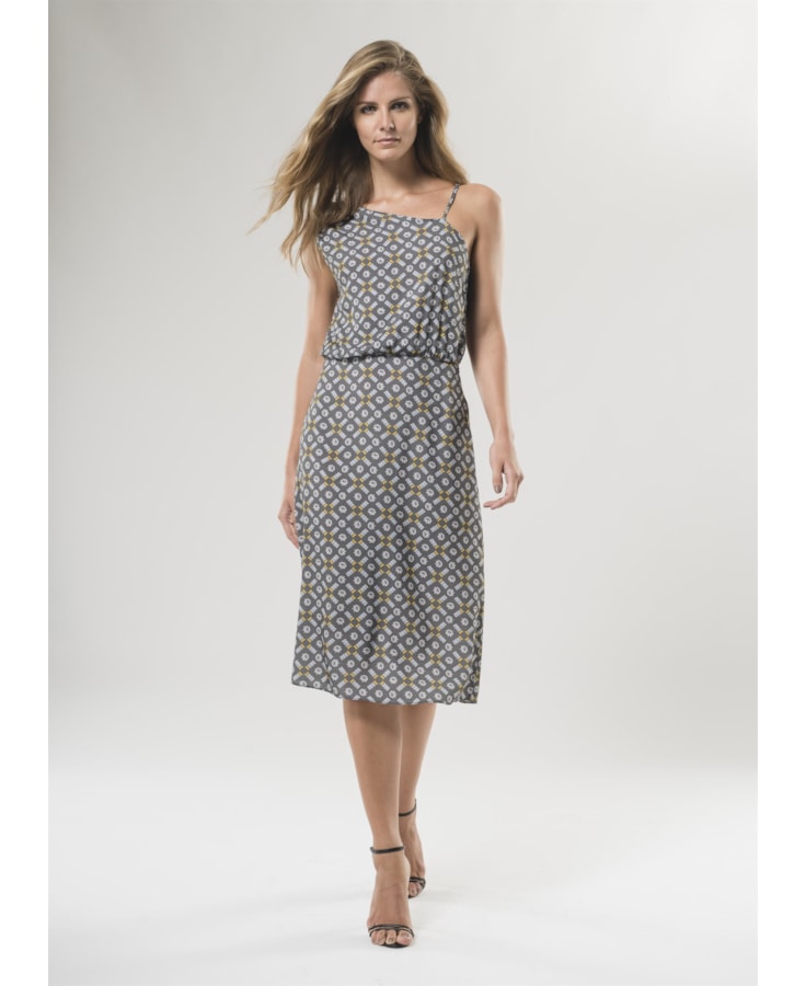 Vestido Midi Cristais Estampado
