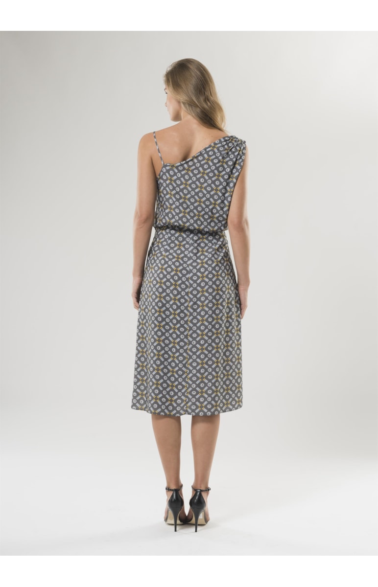 Vestido Midi Cristais Estampado