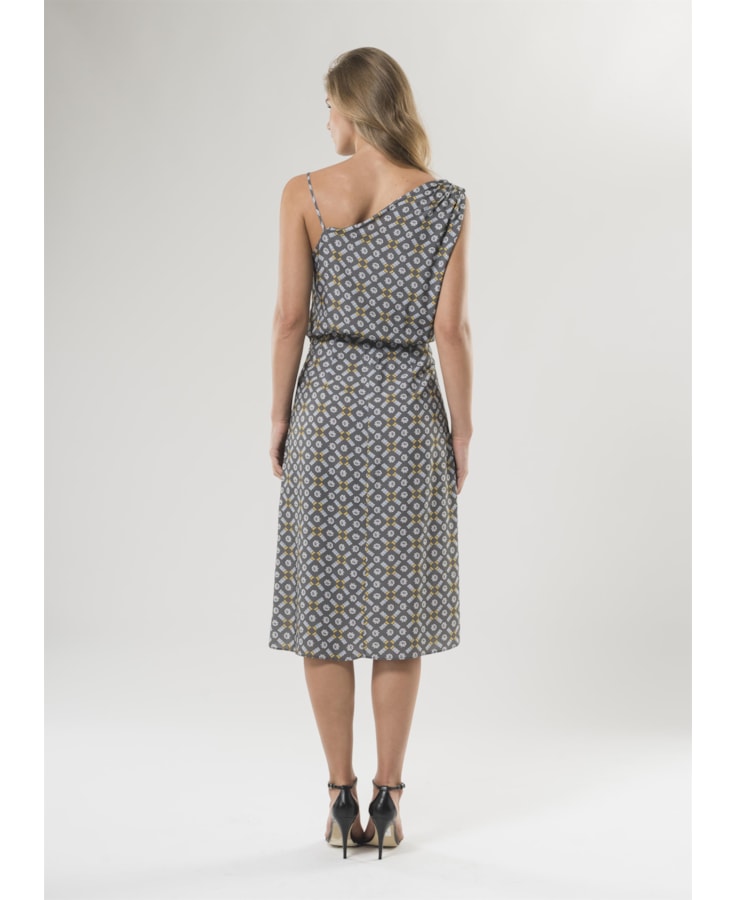 Vestido Midi Cristais Estampado