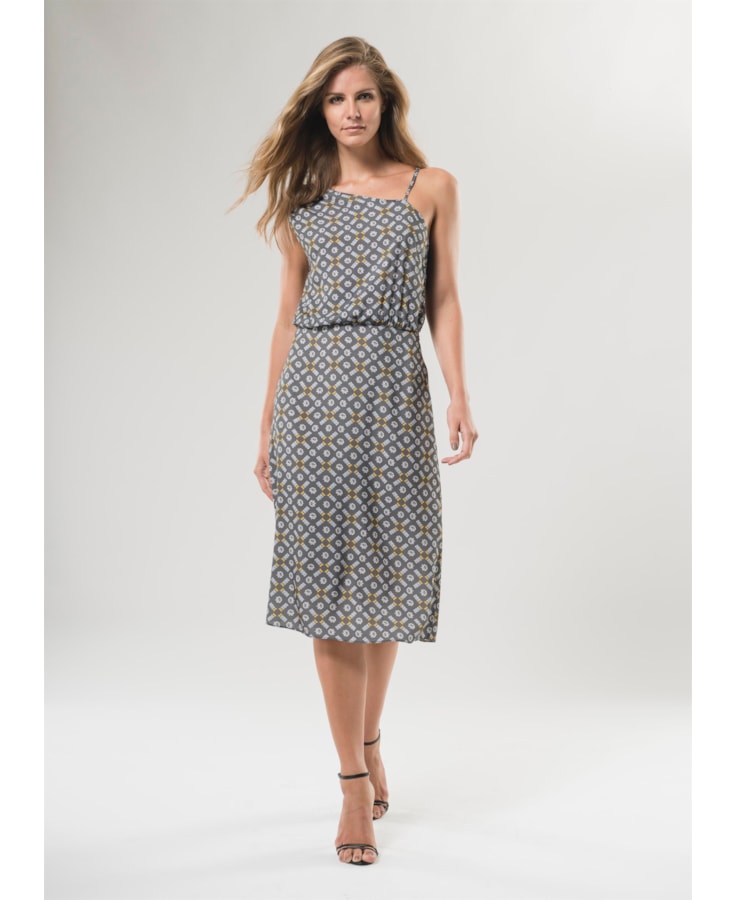 Vestido Midi Cristais Estampado
