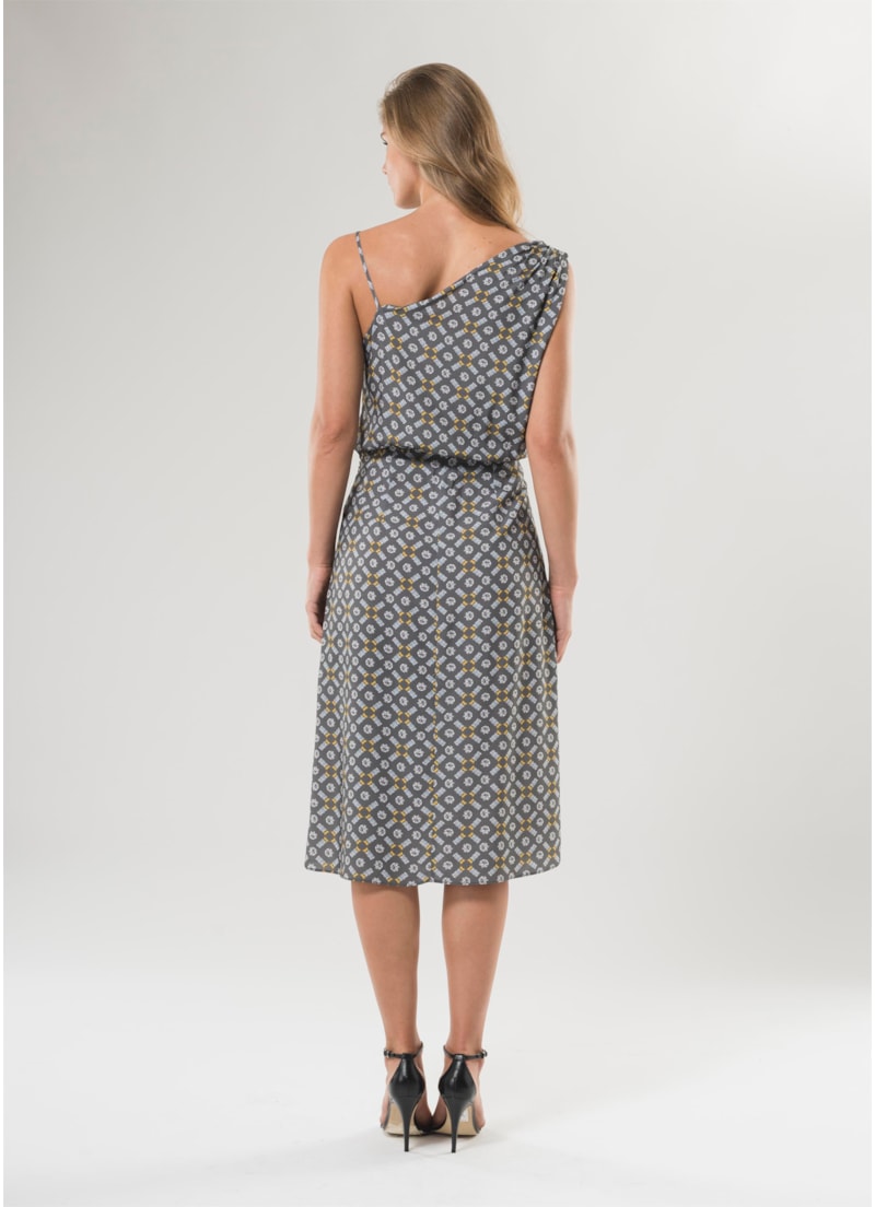 Vestido Midi Cristais Estampado