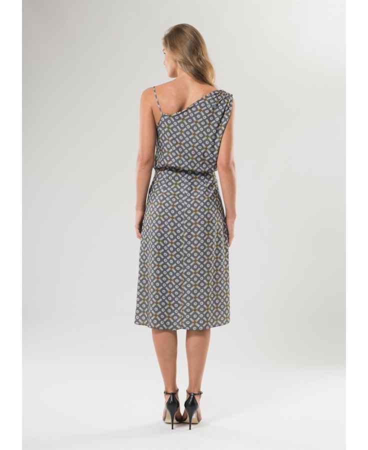 Vestido Midi Cristais Estampado
