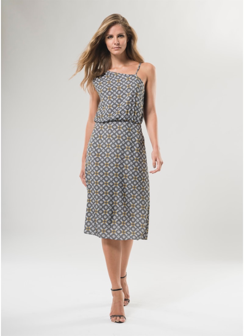 Vestido Midi Cristais Estampado