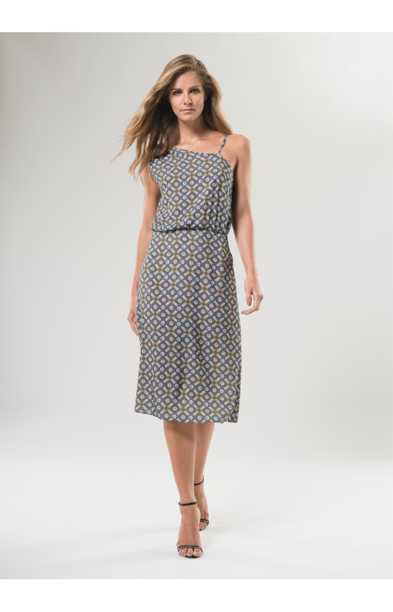 Vestido Midi Cristais Estampado