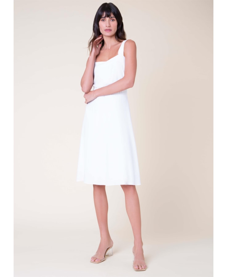 Vestido Midi Decote Coração Off White