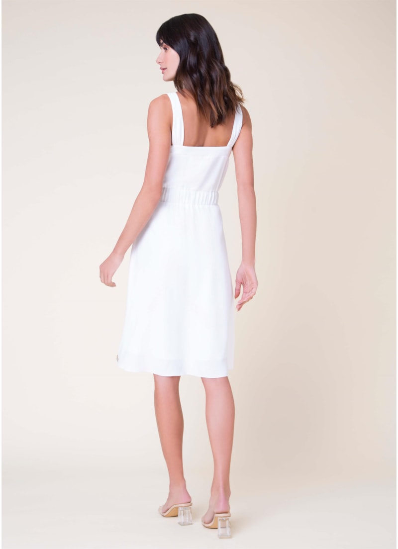 Vestido Midi Decote Coração Off White