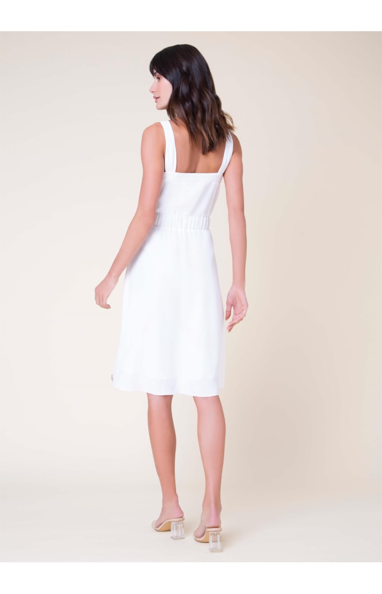 Vestido Midi Decote Coração Off White