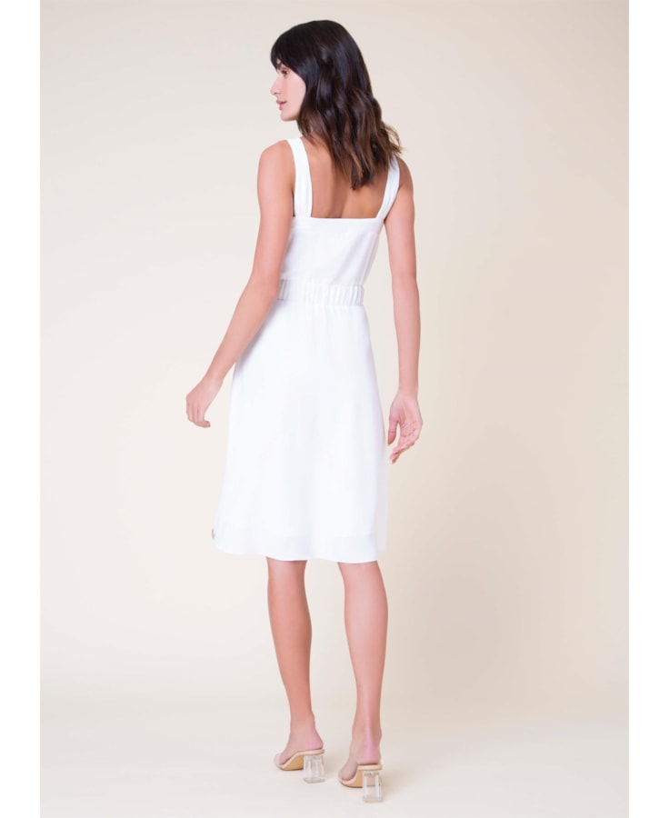 Vestido Midi Decote Coração Off White