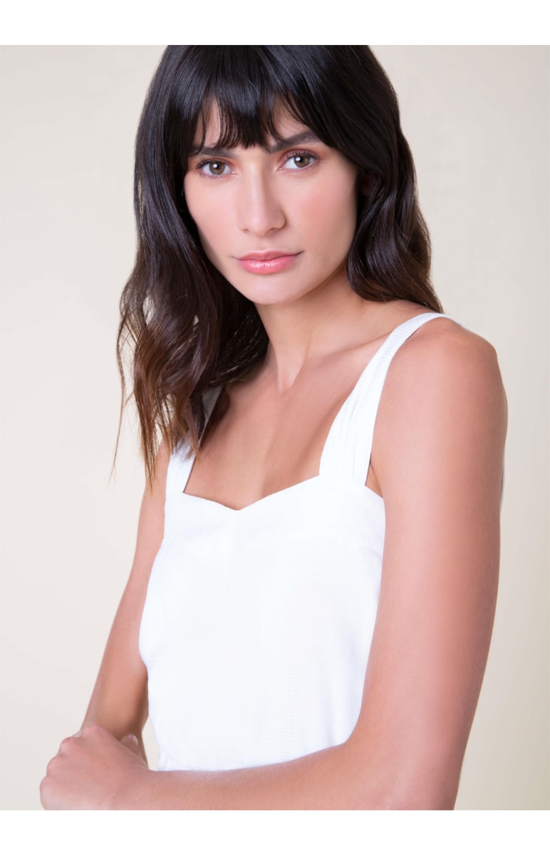 Vestido Midi Decote Coração Off White