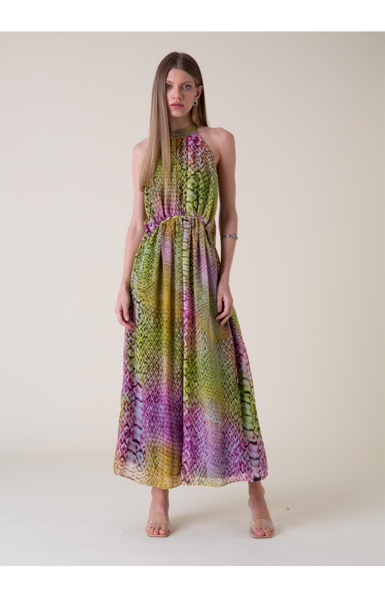 Vestido Midi Estampa Snake Estampado