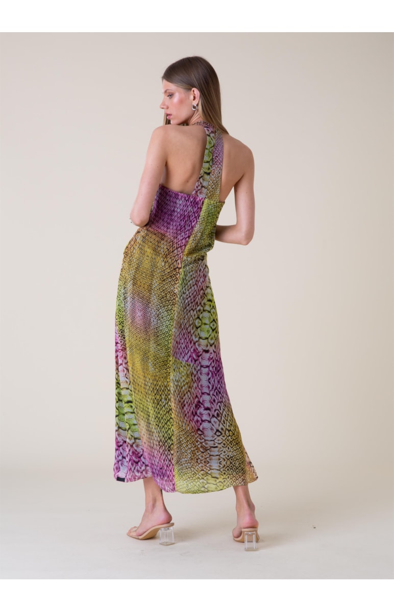 Vestido Midi Estampa Snake Estampado