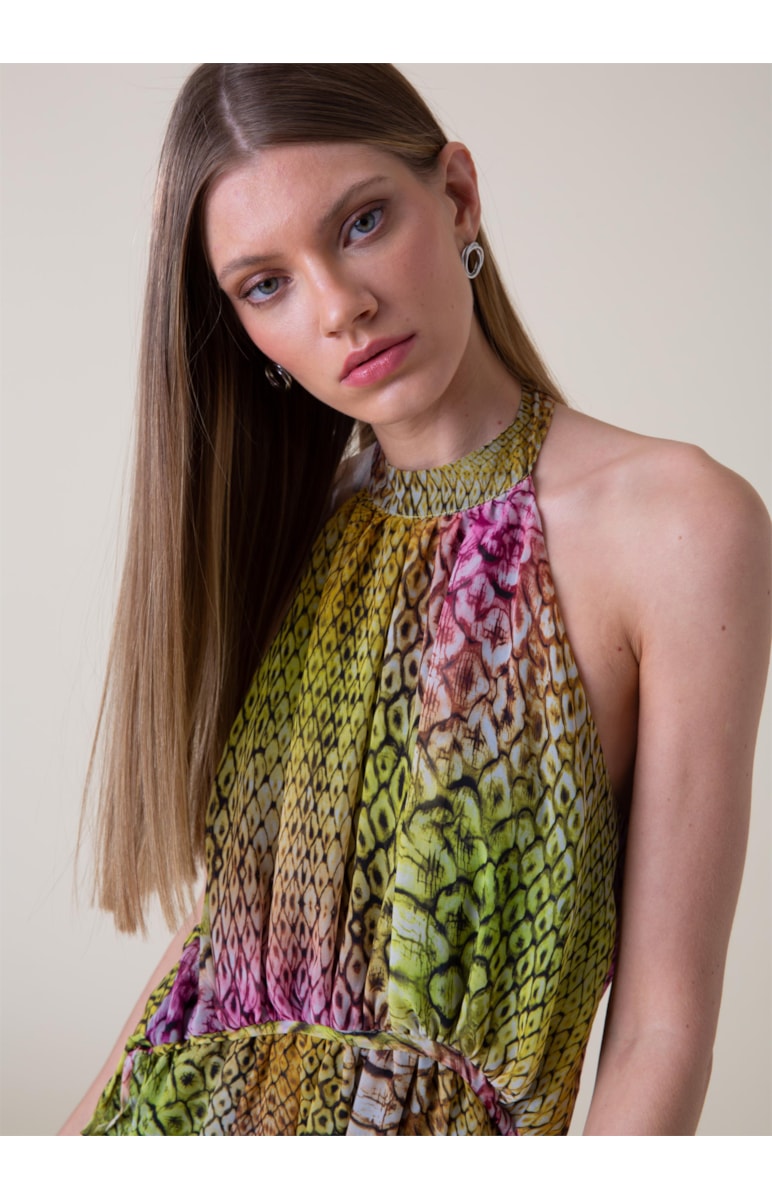 Vestido Midi Estampa Snake Estampado