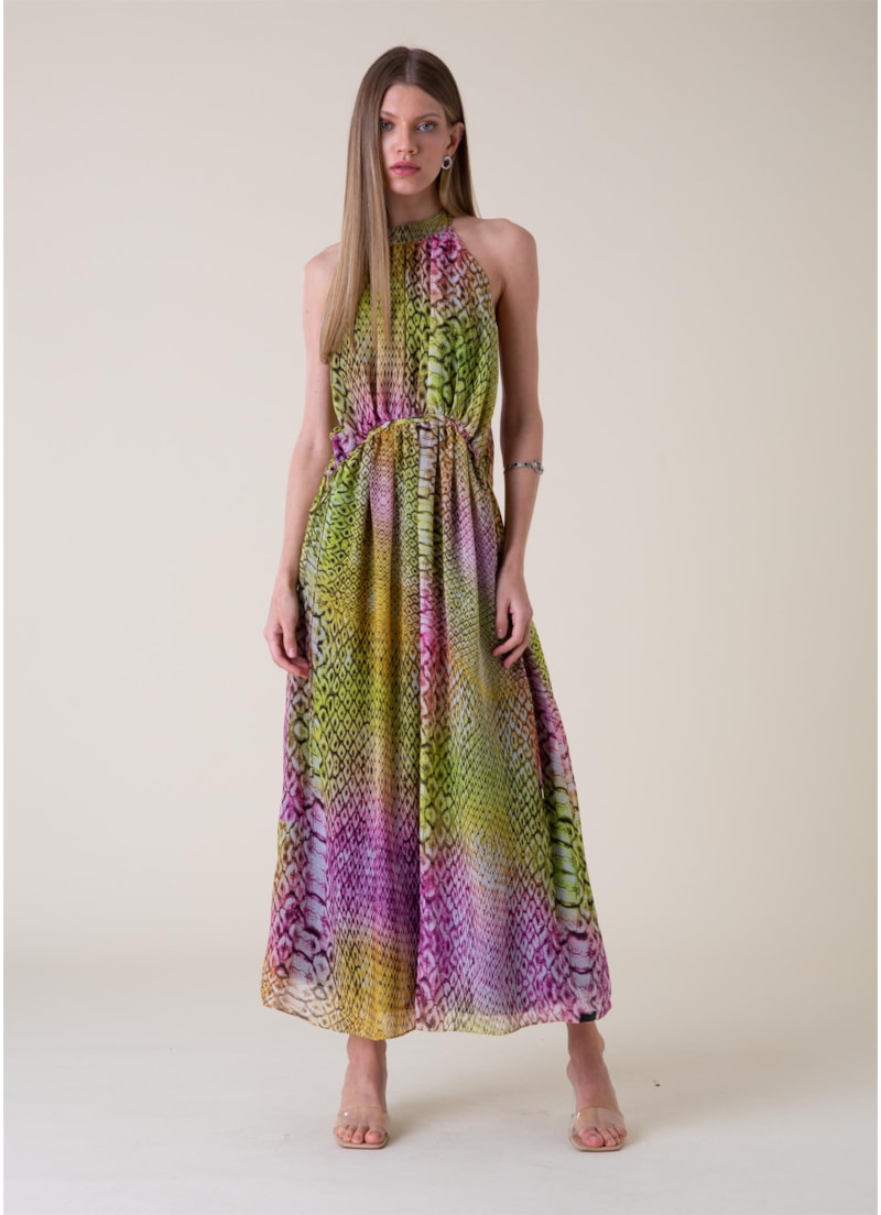 Vestido Midi Estampa Snake Estampado