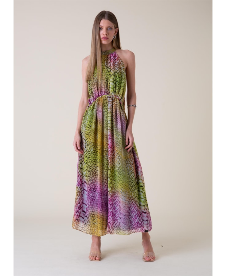 Vestido Midi Estampa Snake Estampado