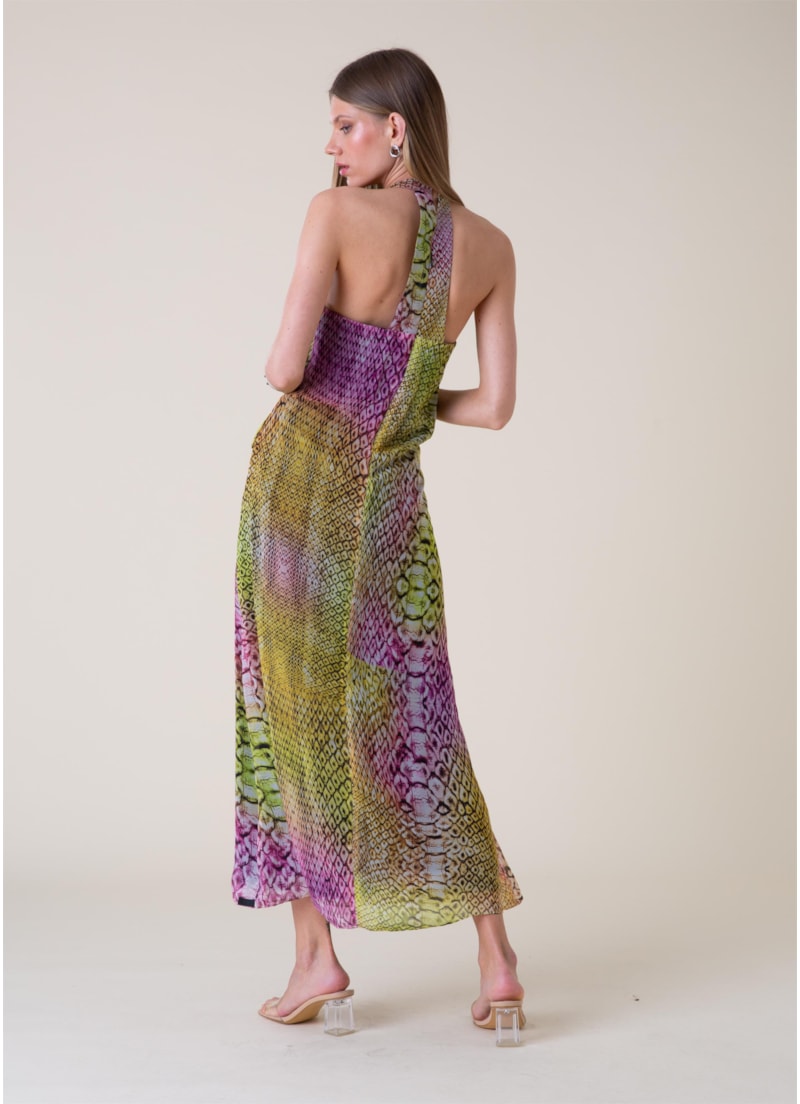 Vestido Midi Estampa Snake Estampado