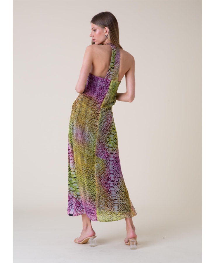 Vestido Midi Estampa Snake Estampado