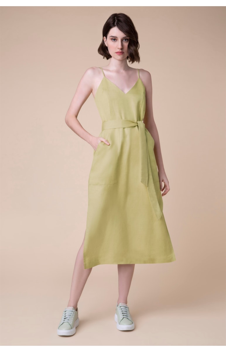 Vestido Midi Fendas Lemon