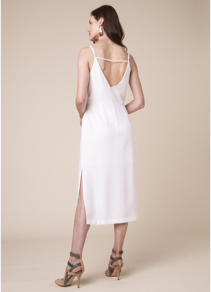 Vestido Midi Fendas Off White