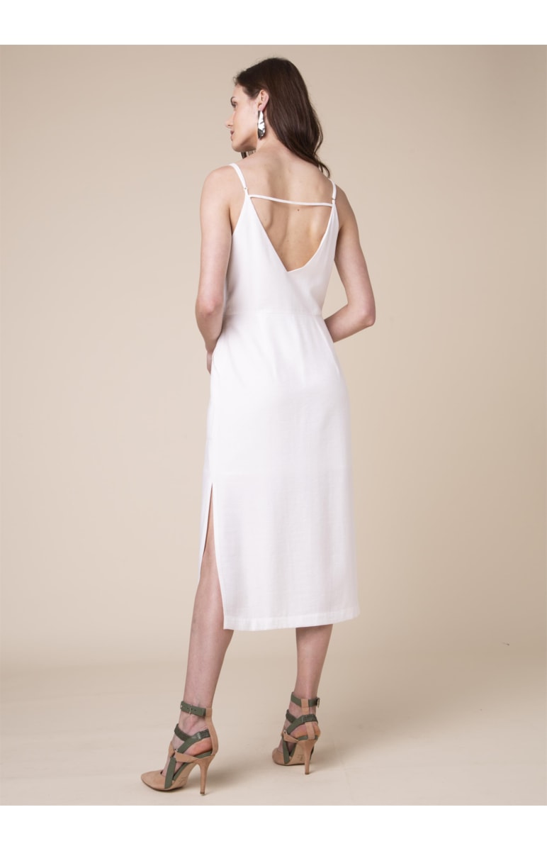 Vestido Midi Fendas Off White