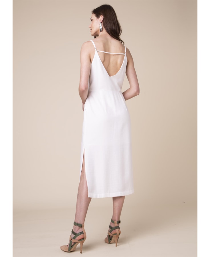 Vestido Midi Fendas Off White