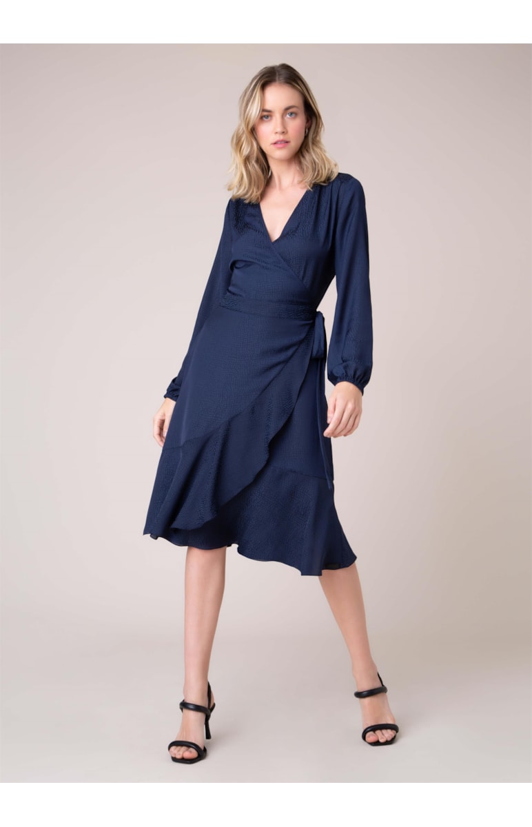 Vestido Midi Jacquard Marinho
