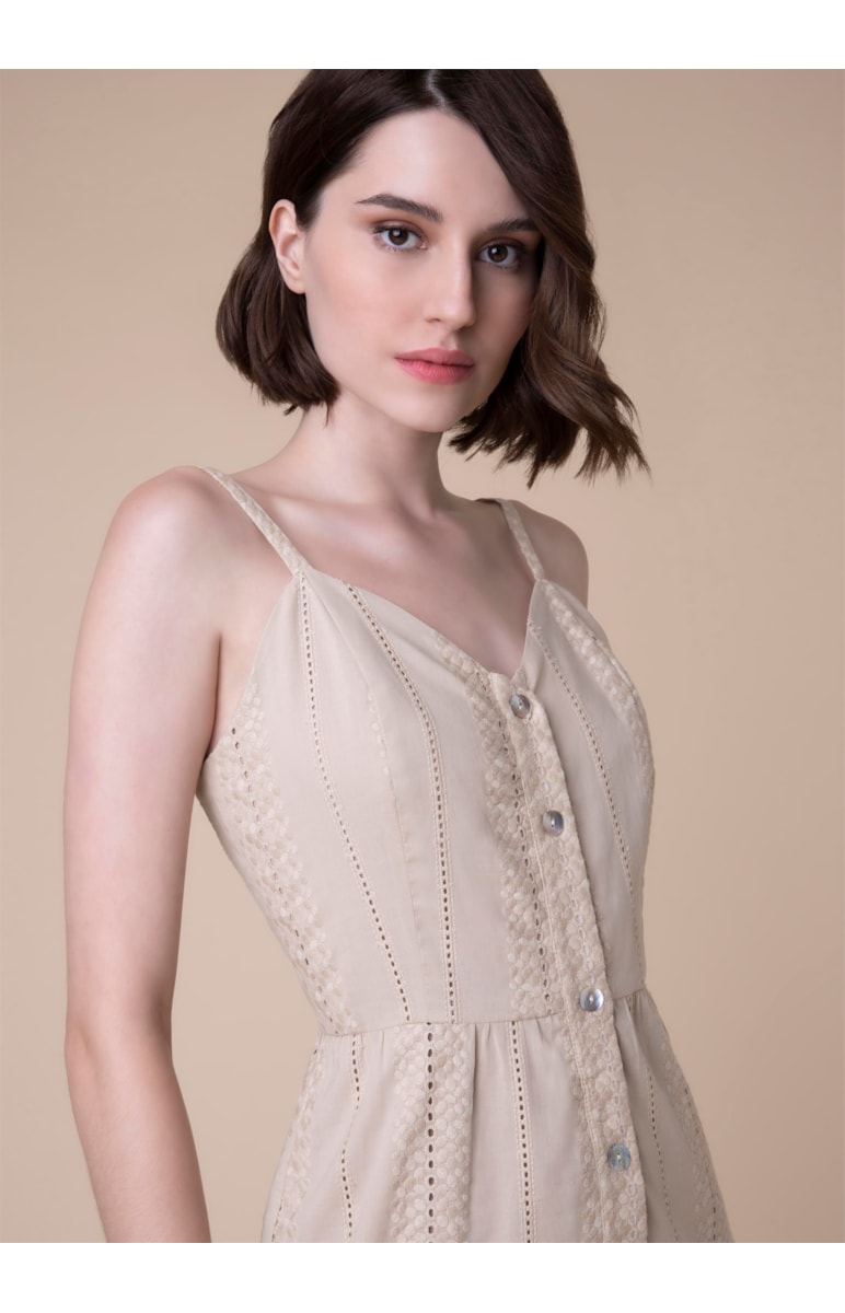 Vestido Midi Laise Bege
