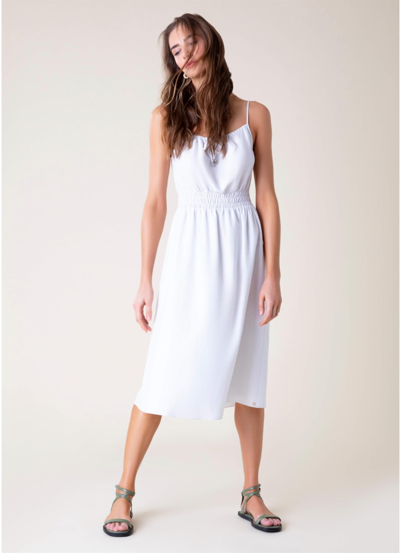 Vestido Midi Linho Lastex Branco