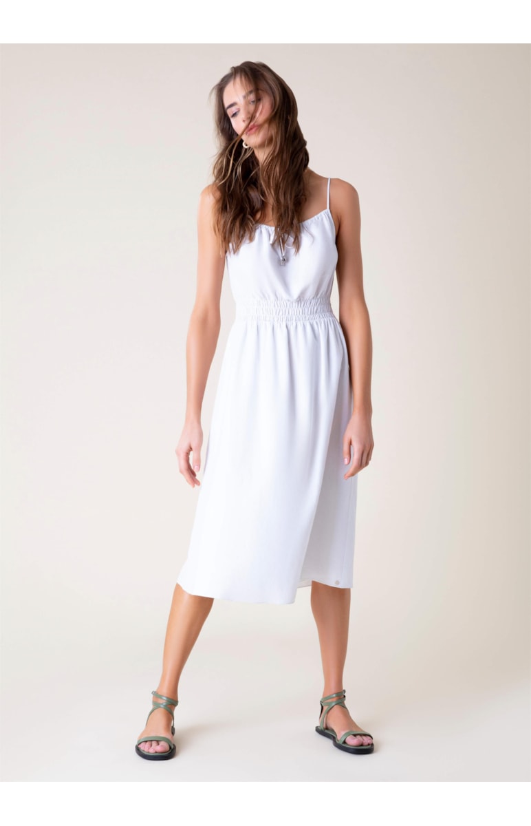 Vestido Midi Linho Lastex Branco