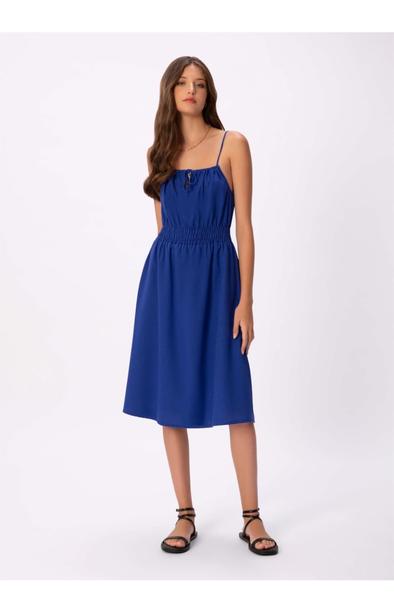 Vestido Midi Linho Lastex Royal