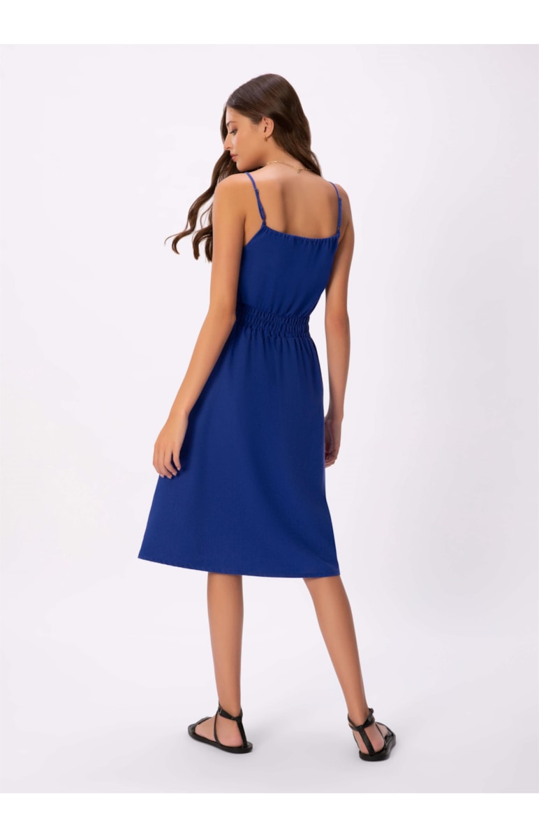 Vestido Midi Linho Lastex Royal