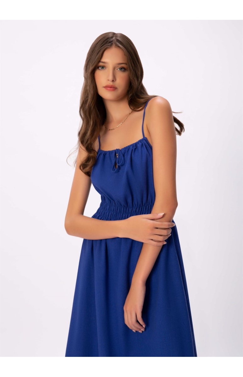 Vestido Midi Linho Lastex Royal