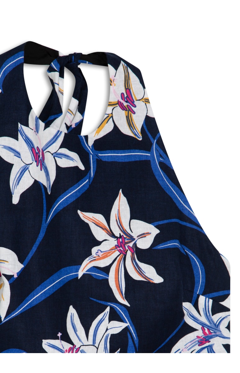 Vestido Midi Lírios Estampado