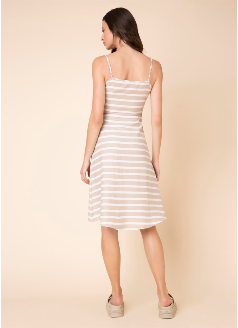 Vestido Midi Listras Bege