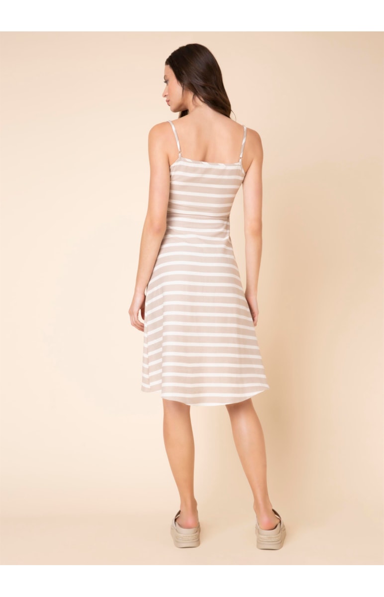 Vestido Midi Listras Bege