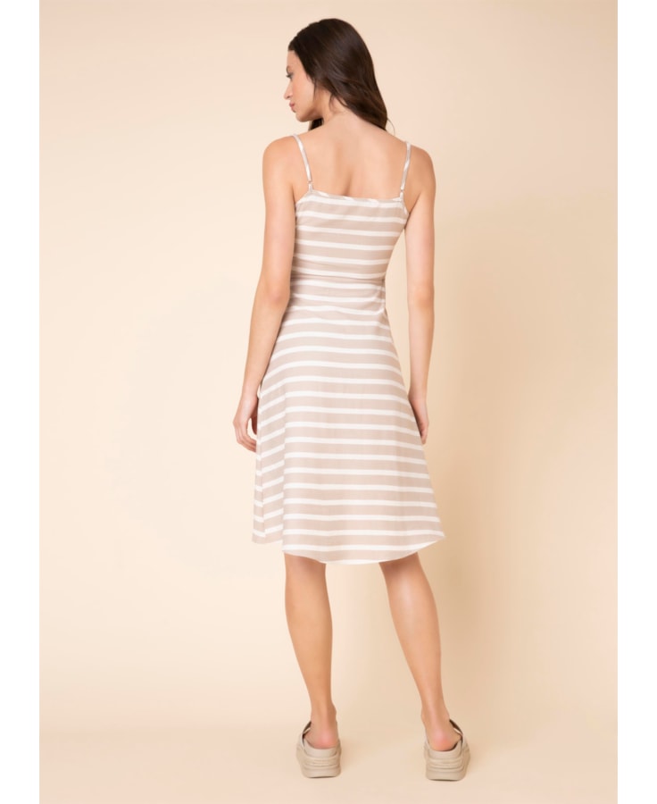 Vestido Midi Listras Bege
