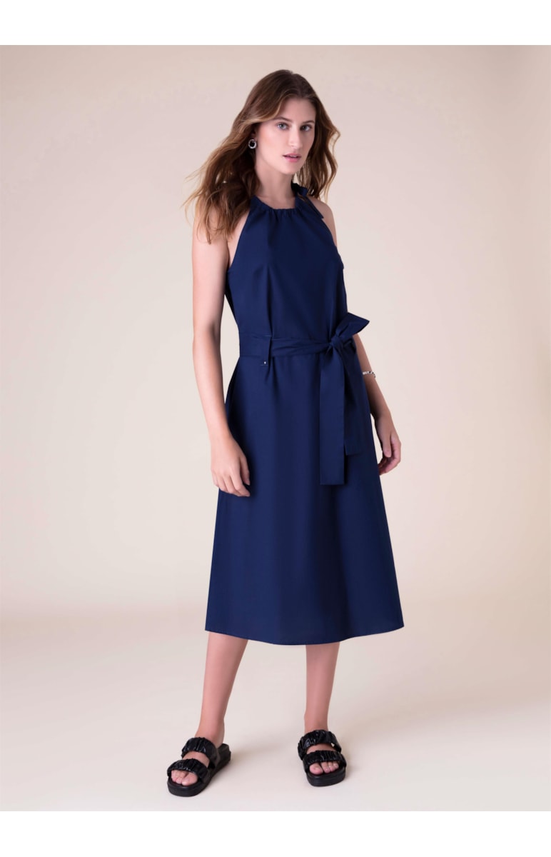 Vestido Midi Paper Marinho