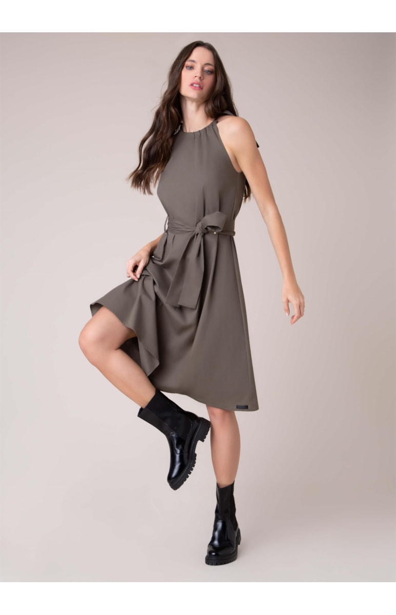 Vestido Midi Paper Tabaco