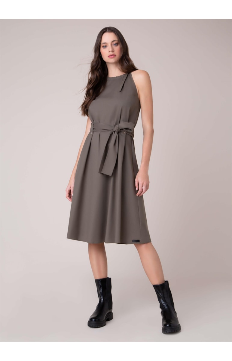 Vestido Midi Paper Tabaco