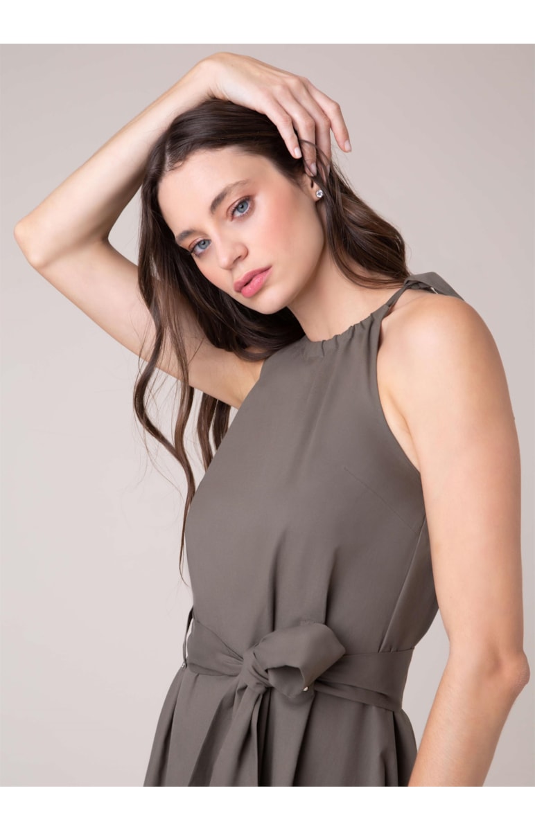 Vestido Midi Paper Tabaco