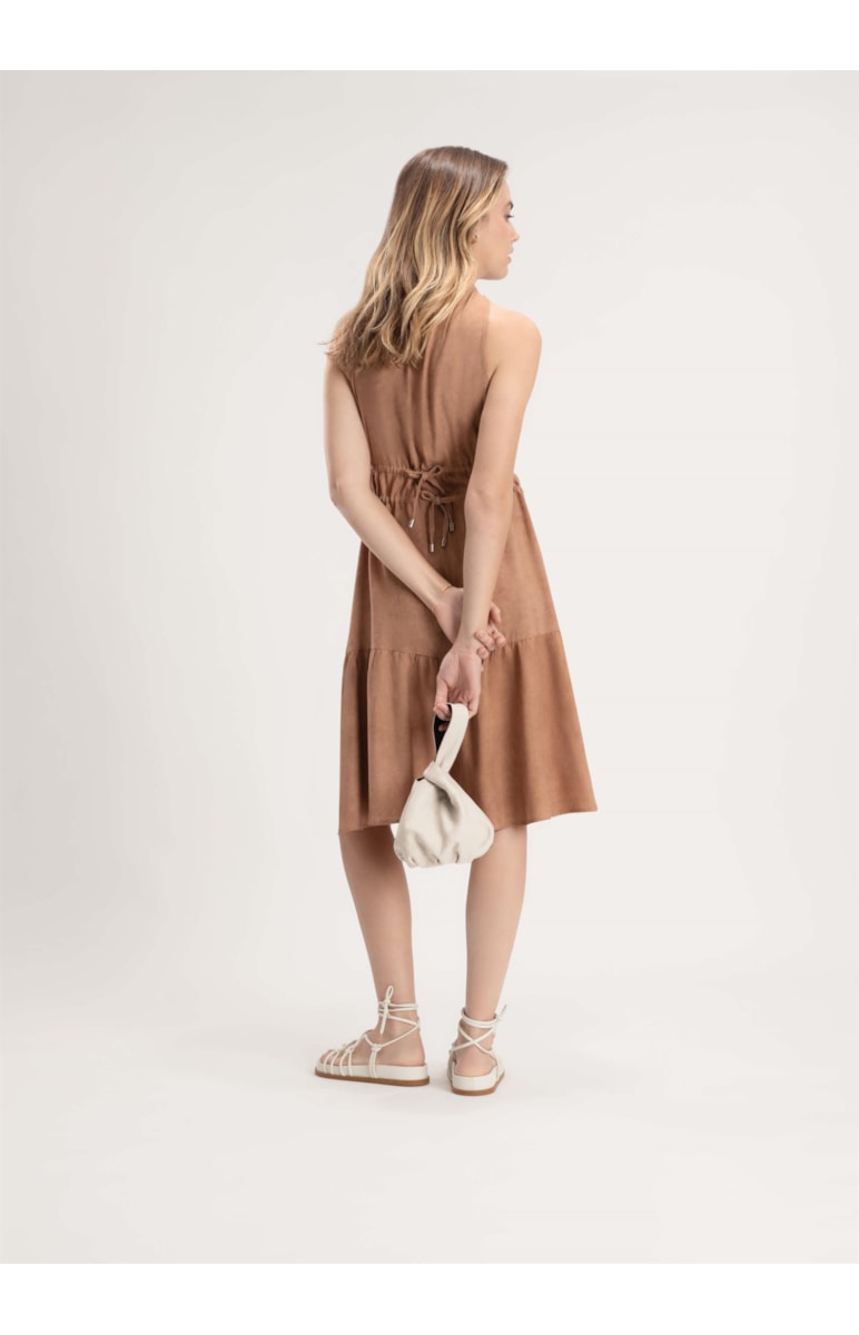 Vestido Midi Rayon Twill Areia