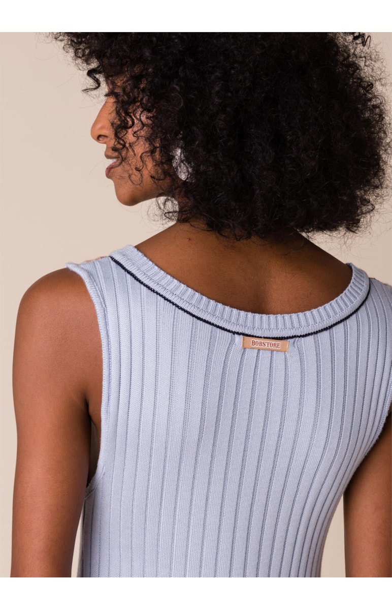 Vestido Midi Tricot Azul Claro