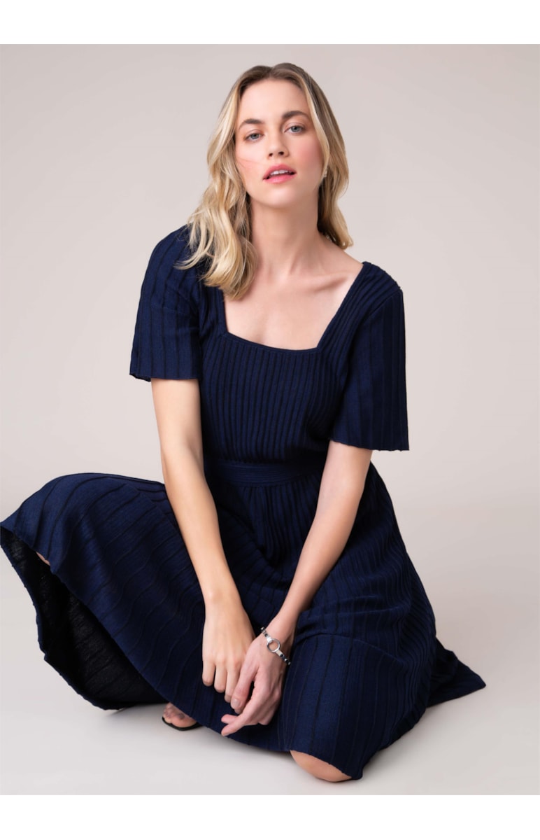 Vestido Midi Tricot Marinho