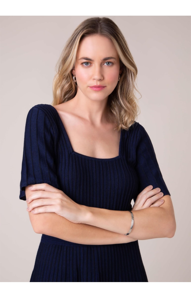 Vestido Midi Tricot Marinho