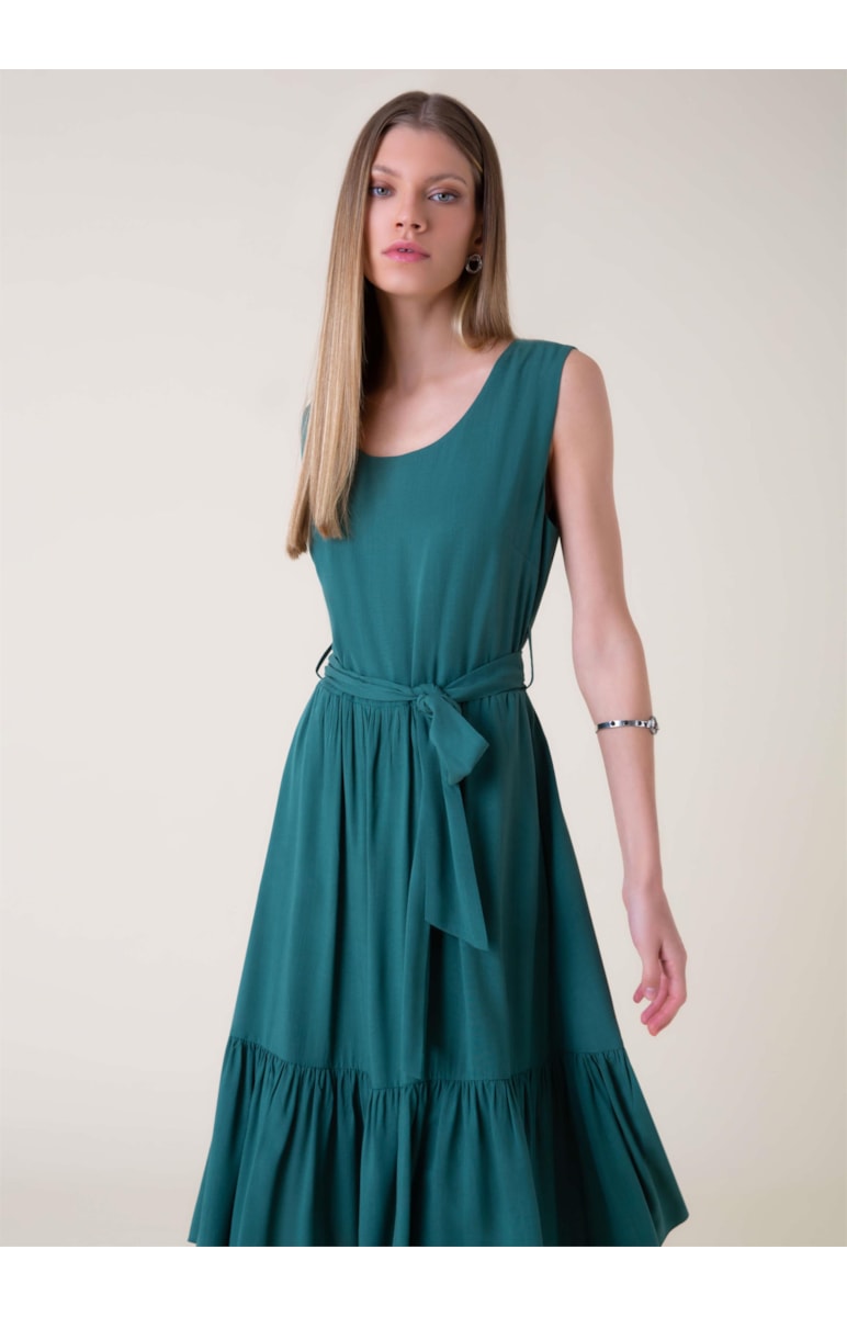 Vestido Midi Visco Nature Verde Bandeira