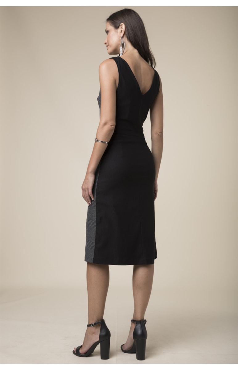 Vestido Midi Xadrez Xadrez C/Preto